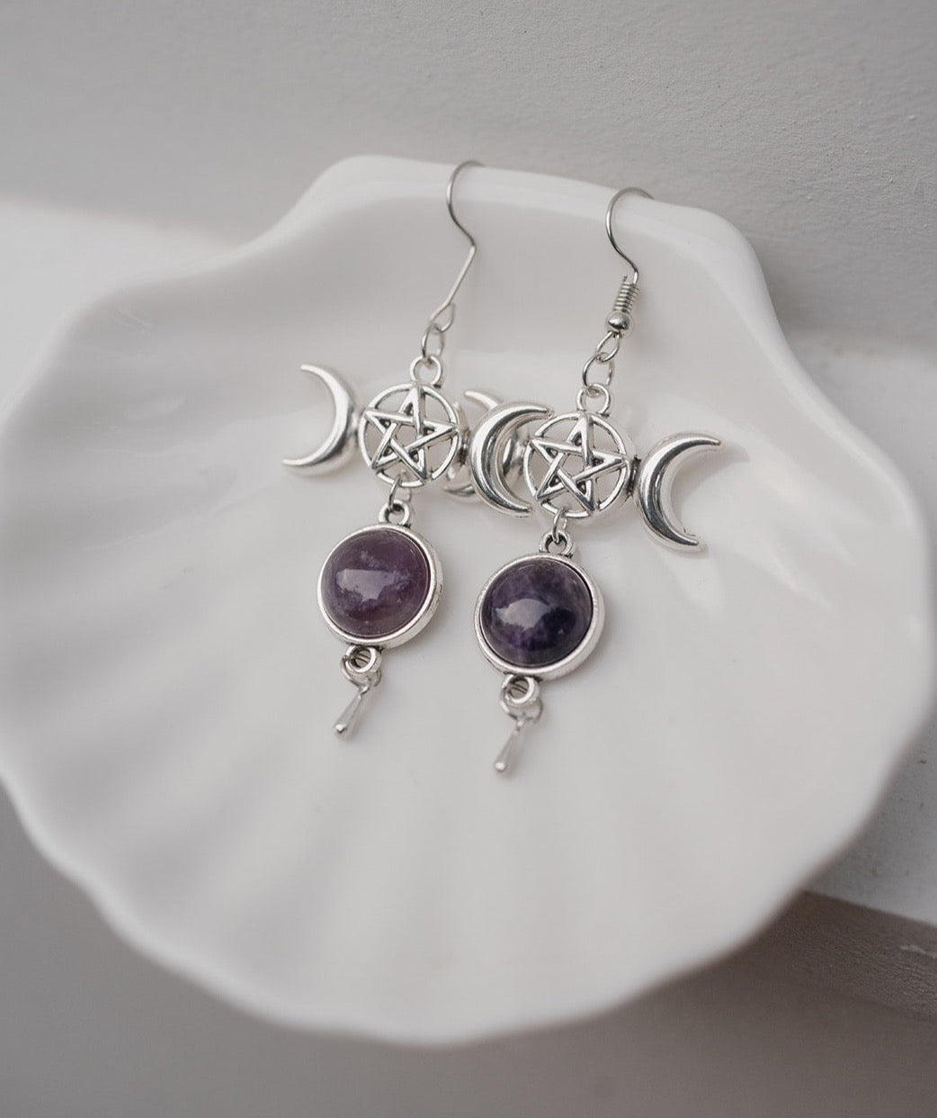 dangle earrings with amethyst