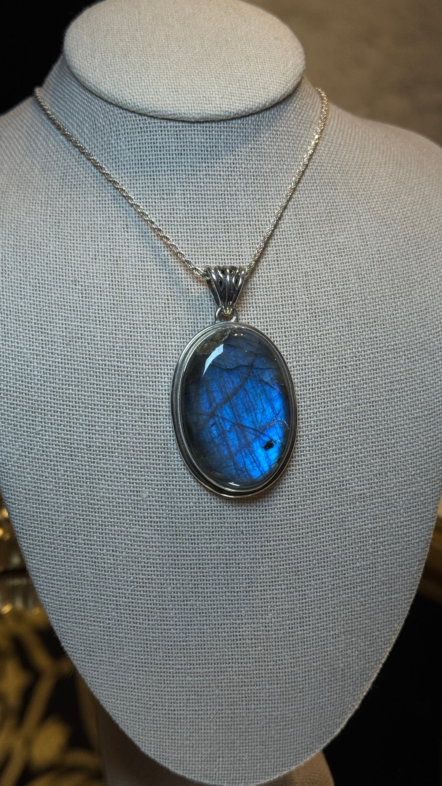 Labradorite Oval Statement Pendant