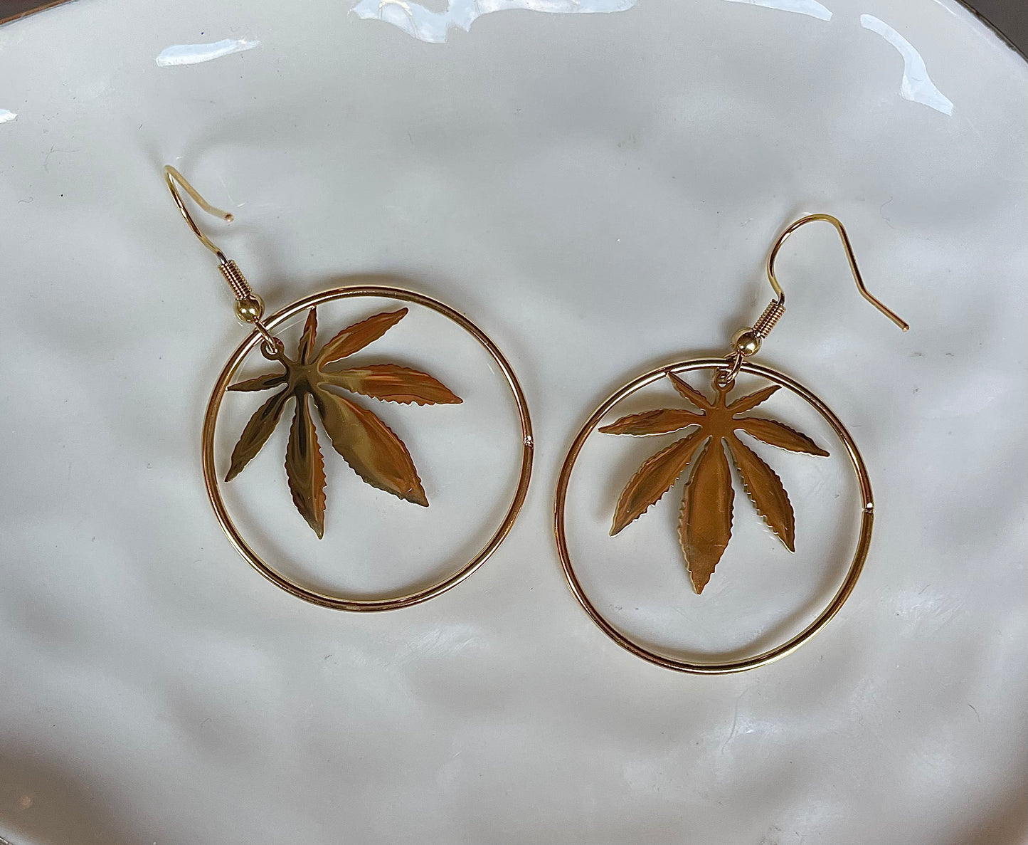 Everything Weed gold hoops earrings