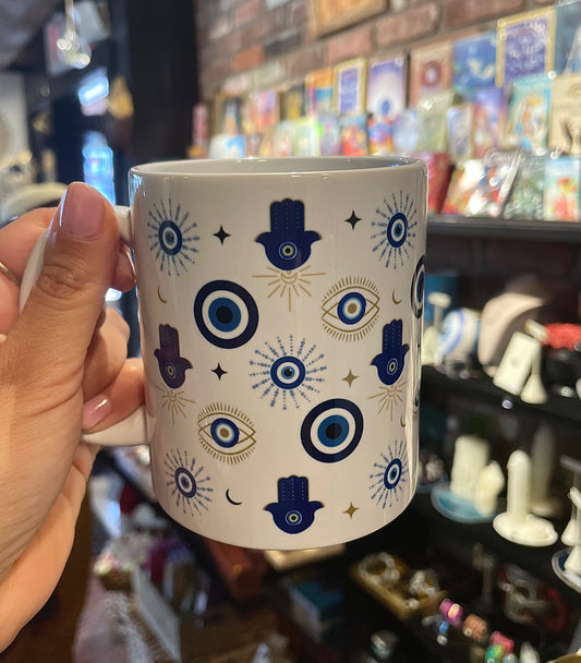 White Evil Eye Mugs