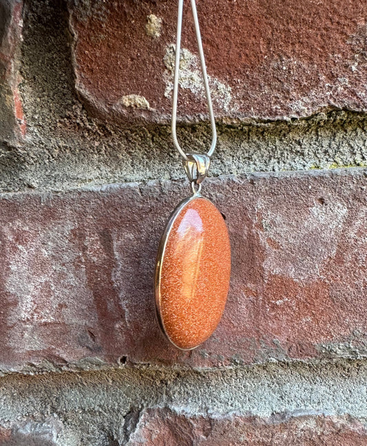 Goldstone  Big Oval Pendant