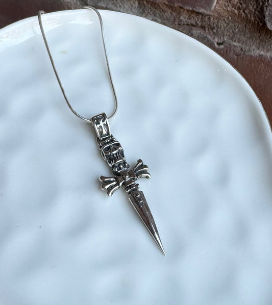 Skull Sword Silver Pendant