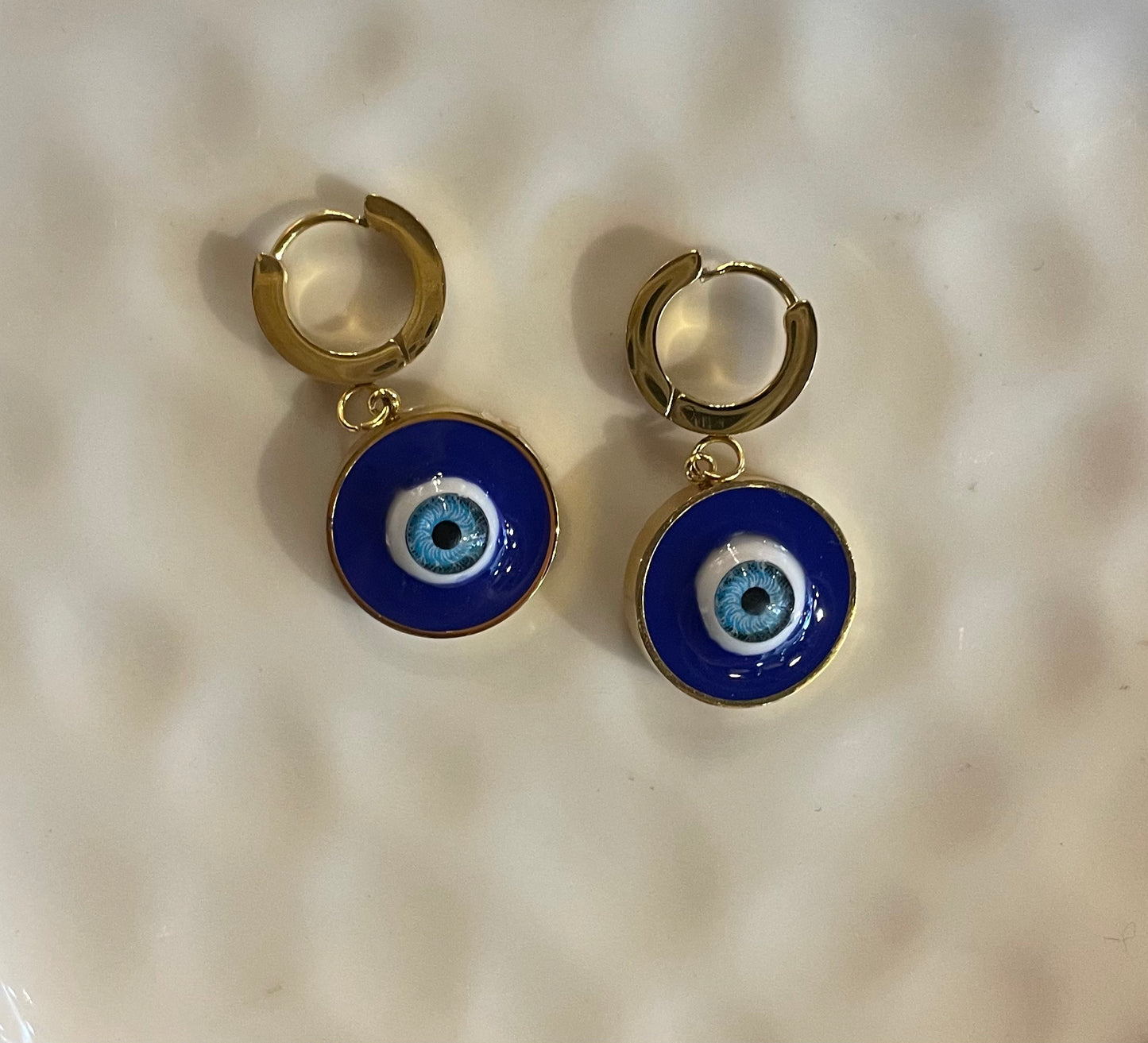 Bold Blue Evil Eye Earrings
