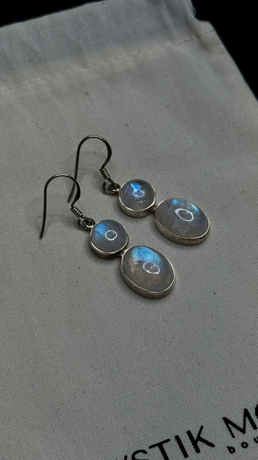 Moonstone Double Oval Earrings