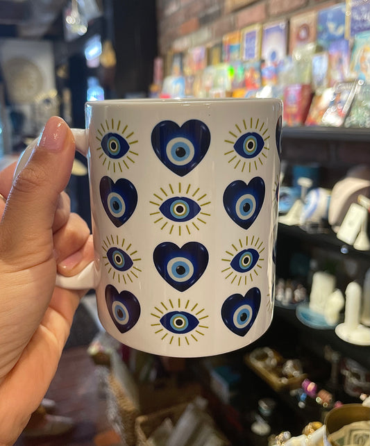 White Evil Eye Mugs