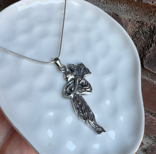 Sitting Fairy Silver Pendant