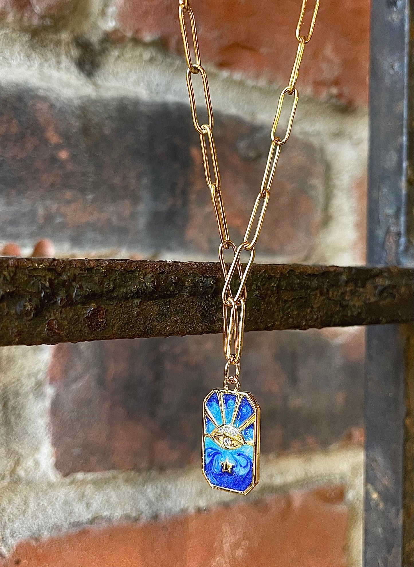 Eye of the Azure Sky gold necklace