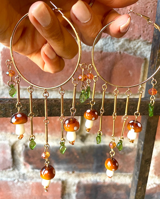 Mushroom Goddess Gold Hoops