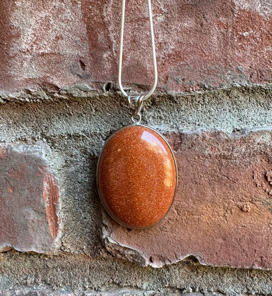 Goldstone  Big Oval Pendant