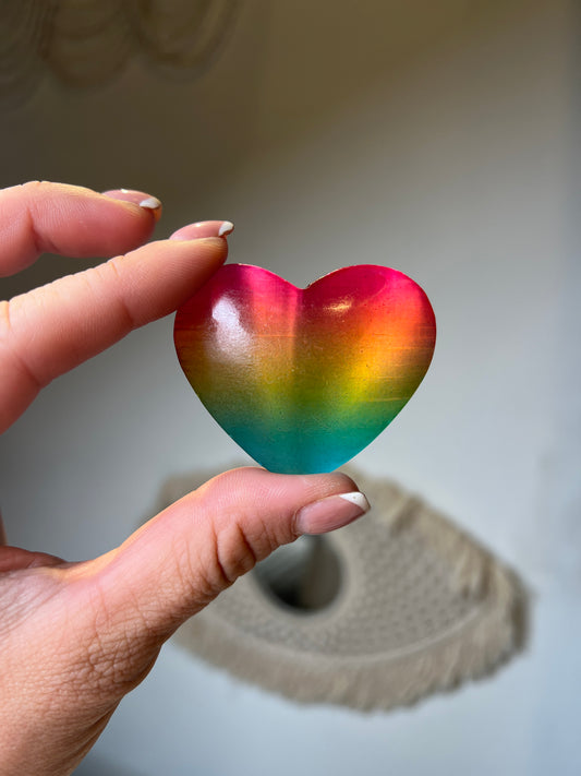 Rainbow selenite hearts