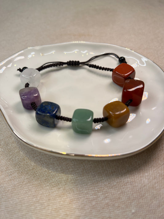 Chakra bracelet with chunk crystals