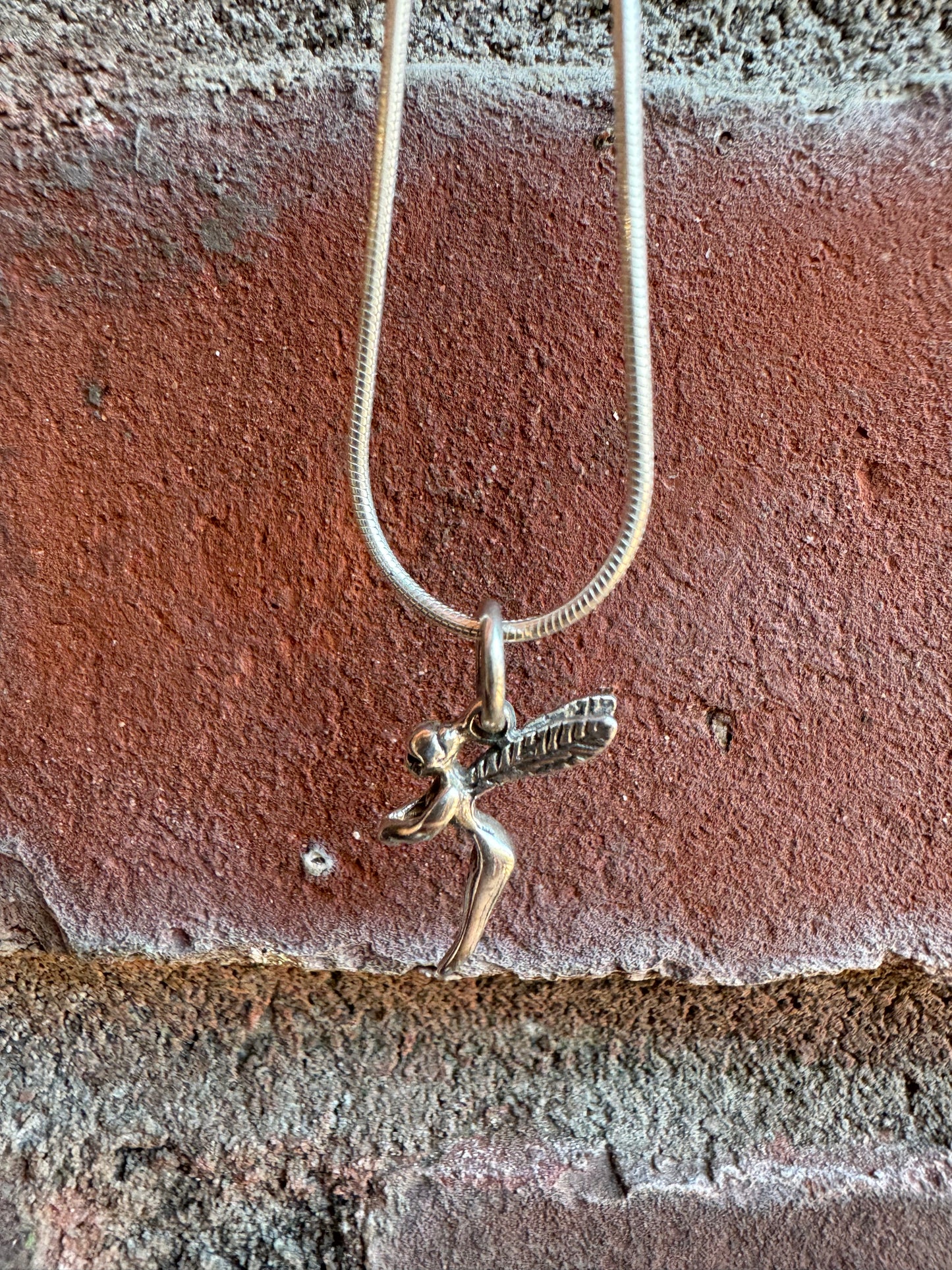 Tiny Flying Fairy Silver Pendant