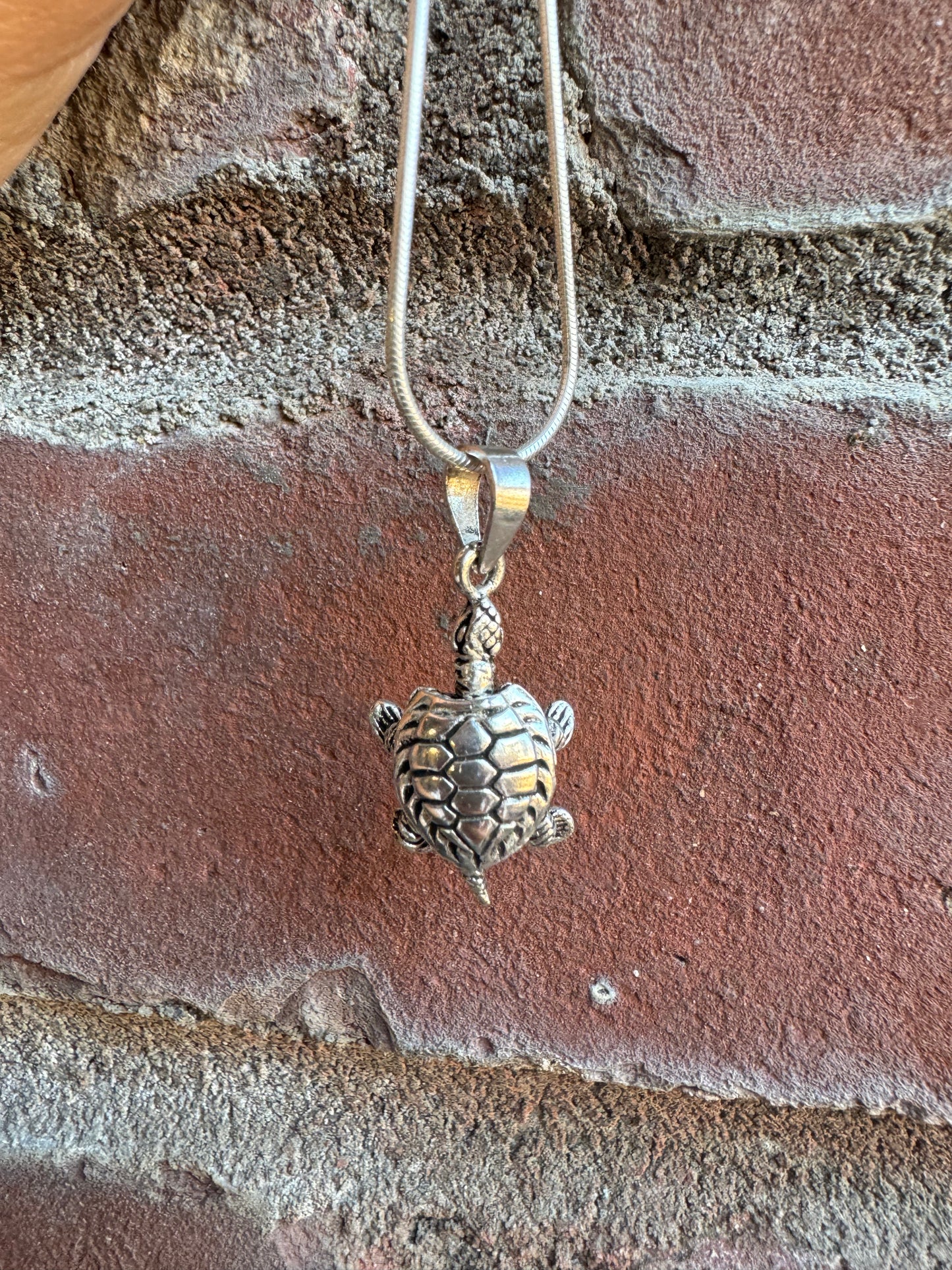Walking Turtle Silver Pendant