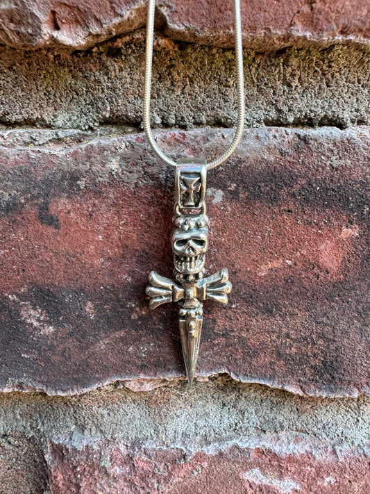 Skull Sword Silver Pendant