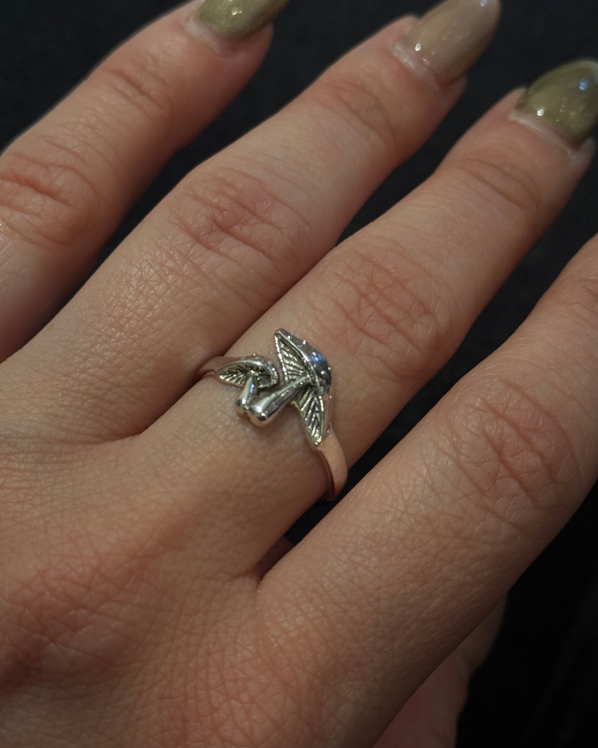 silver ring mushroom design 