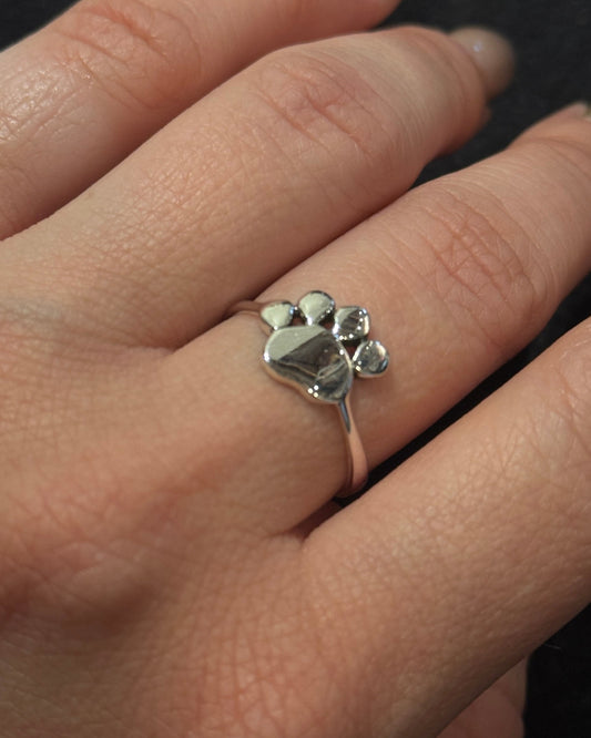 paw print pet lovers sterling silver ring