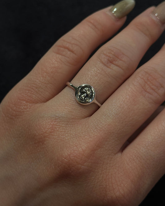 cute mushroom design sterling silver ring