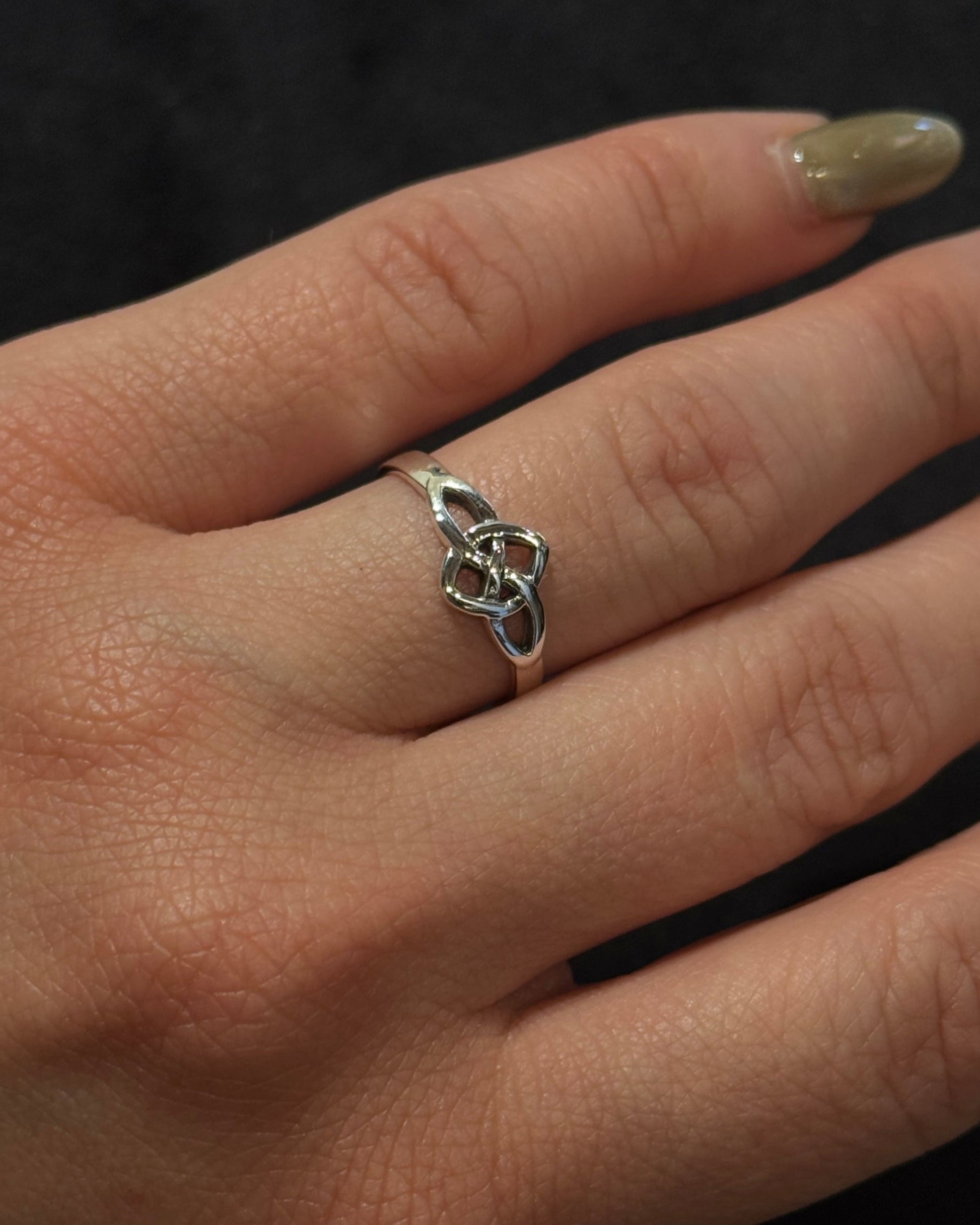 Celtic knot design delicate sterling silver ring