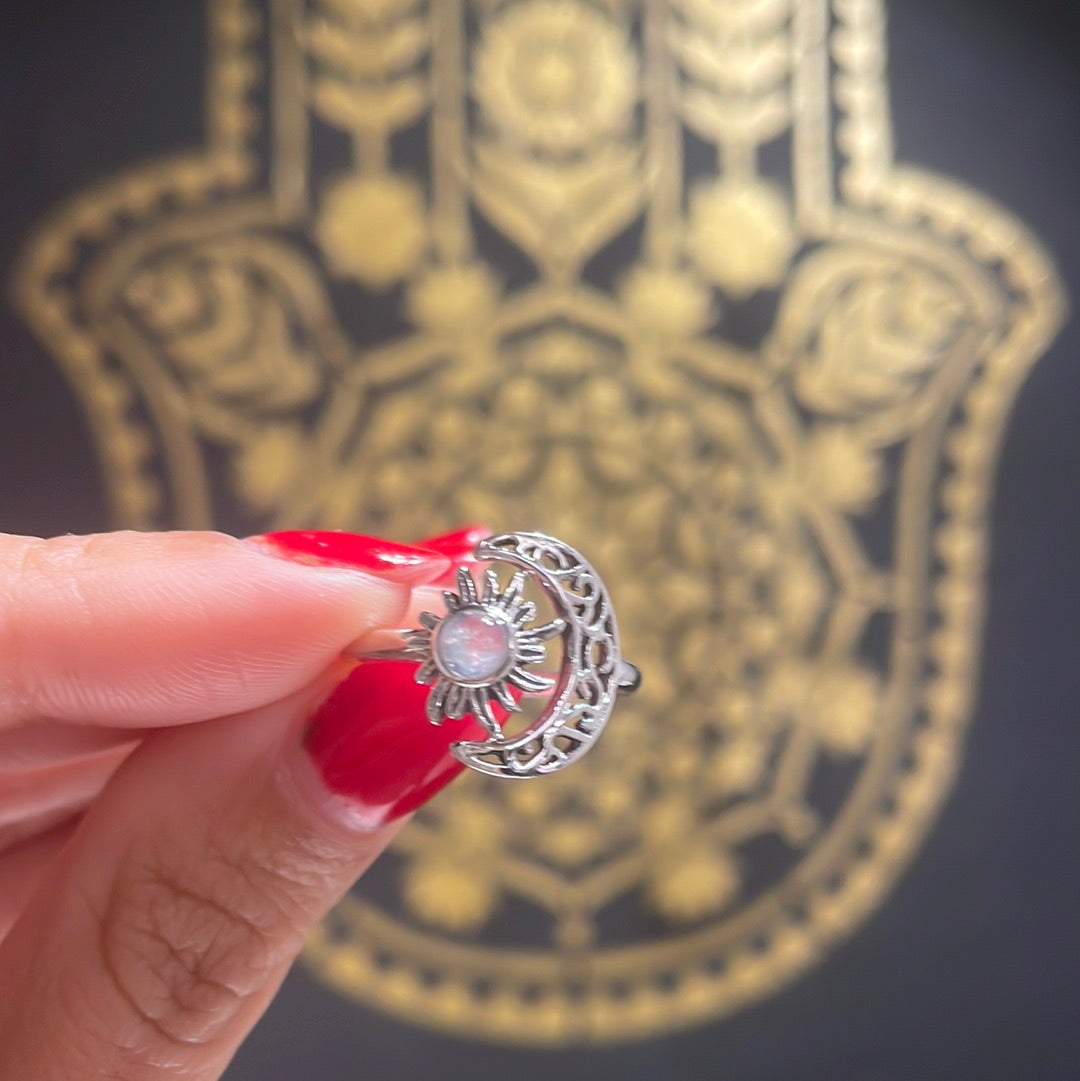 Sun and Moon Moonstone Ring