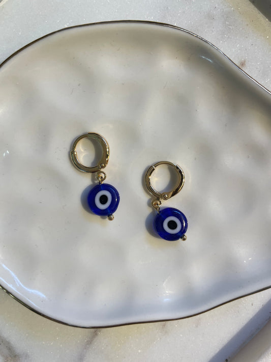 Evil eye small bead earrings