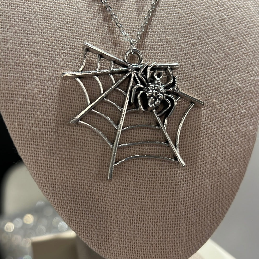 Spider on the web necklace