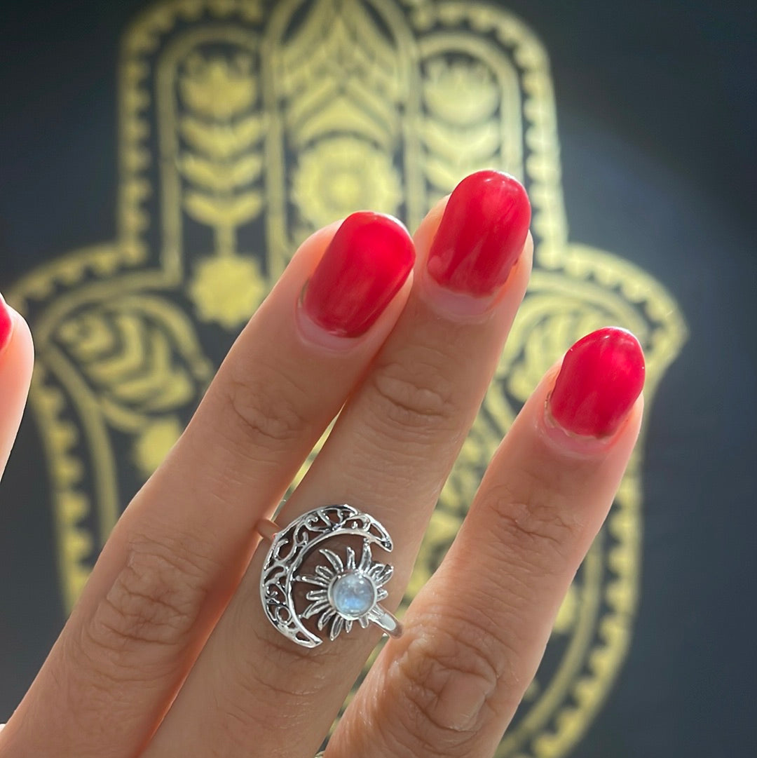 Sun and Moon Moonstone Ring