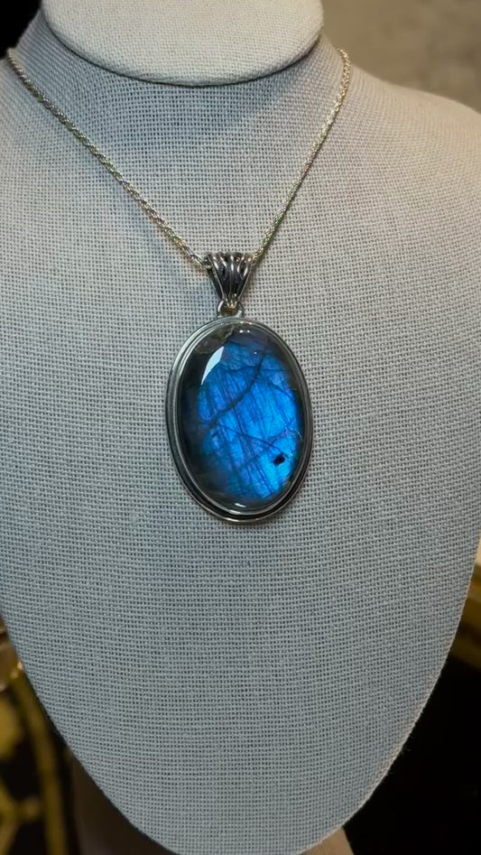Labradorite Oval Statement Pendant