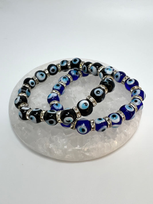 Evil eye glass beads bracelet