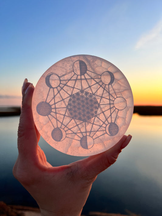 Selenite charging plate phases of the moon