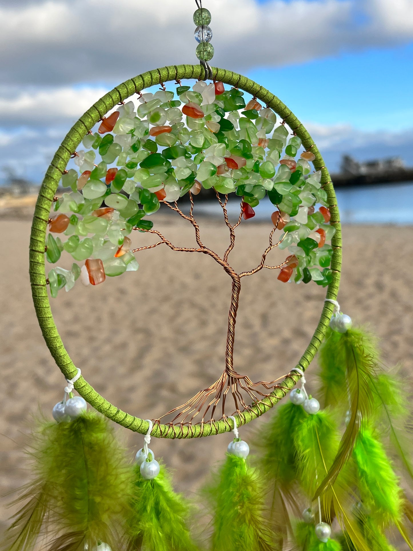 Dreamcatcher  Tree of Life Aventurine Green