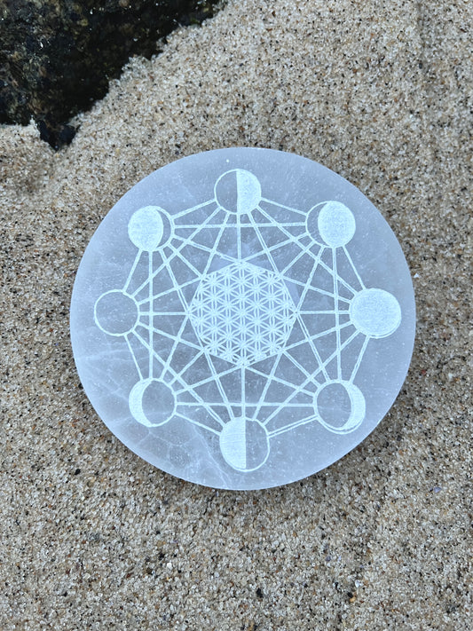 Selenite charging plate phases of the moon