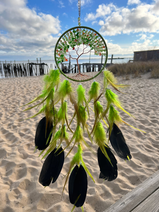 Dreamcatcher  Tree of Life Aventurine Green