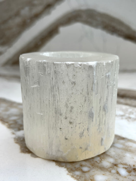 Selenite candle holder