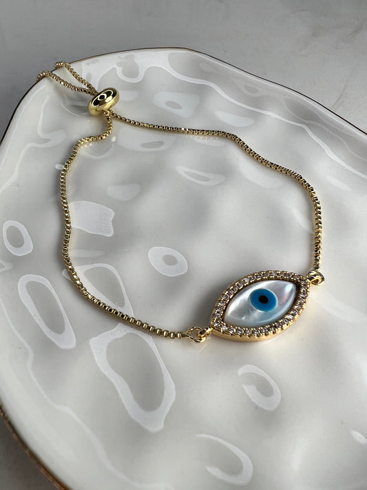 Evil eye gold filled bracelet